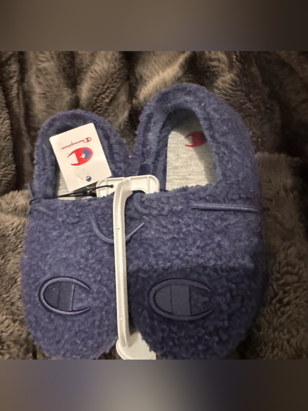 Champion Navy Plush Sherpa Slippers